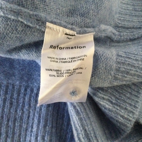 Reformation Nathalia Wool Cardigan Size L Preppy Embellished In Relaxed Blue - Picture 4 of 6